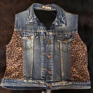 Leopard/Denim Vest